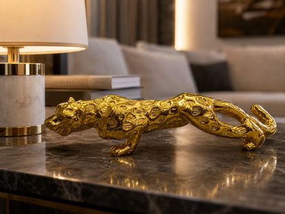Royal Beast Golden Jaguar Decorative Showpiece