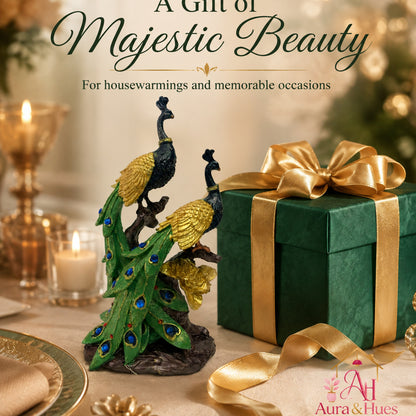 Abstract Upward Spiral Flame Figurine - Gold & Emerald Green