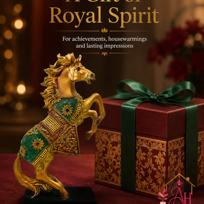 Royal Vastu Show Horse with Traditional Finish - Bronze, Green & Red