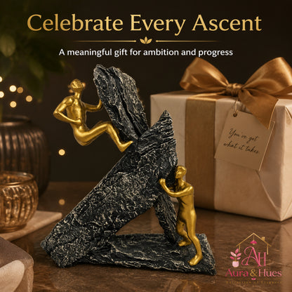 Abstract Modernist Family Figurine - Gold, Silver & Black (B)