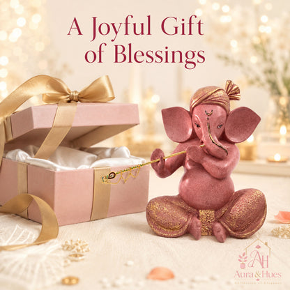 Sacred Lord Ganesha Meditating Idol - Dusty Rose Gold