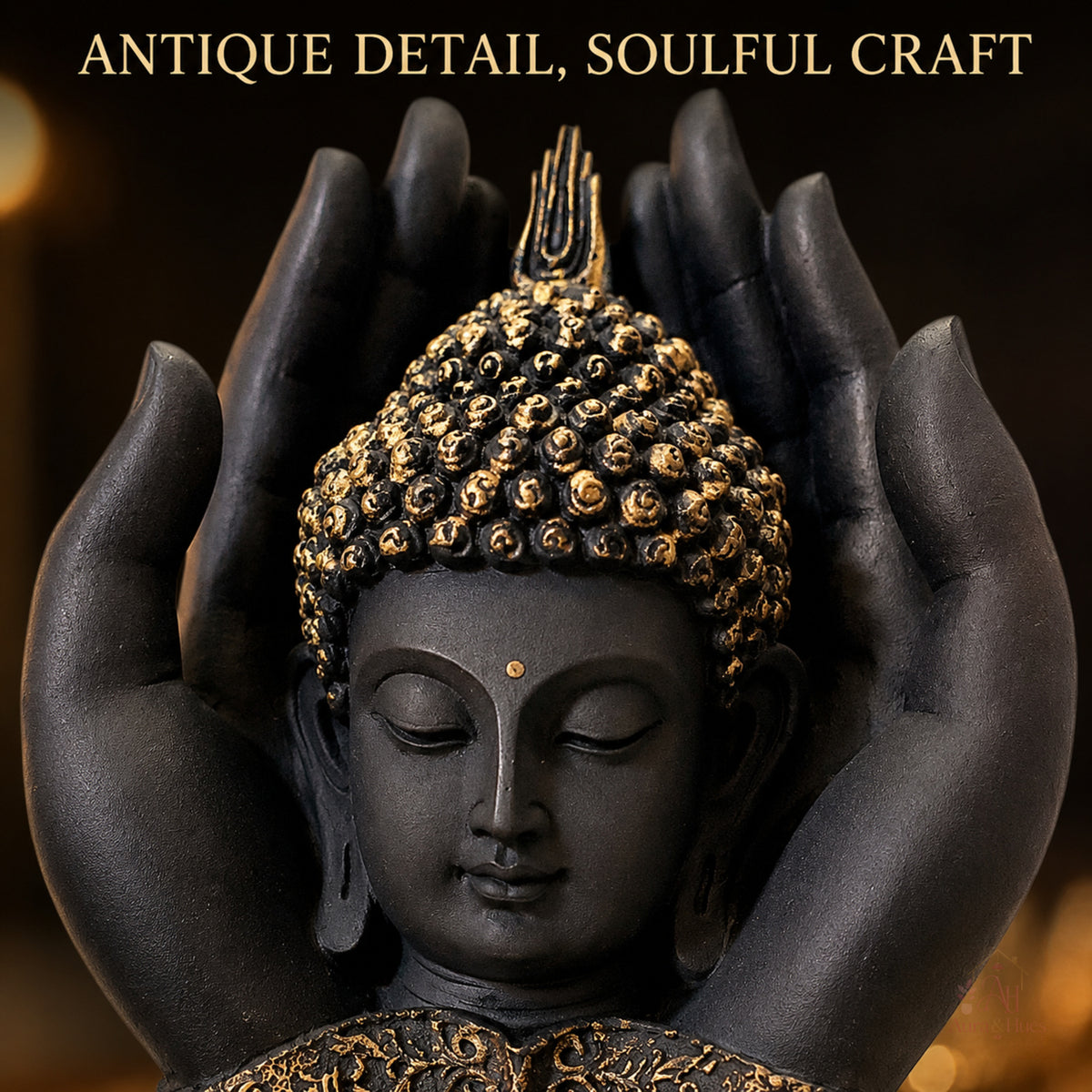 Sacred Palm Buddha Meditating Figurine (Small)