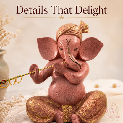 Sacred Lord Ganesha Meditating Idol - Dusty Rose Gold