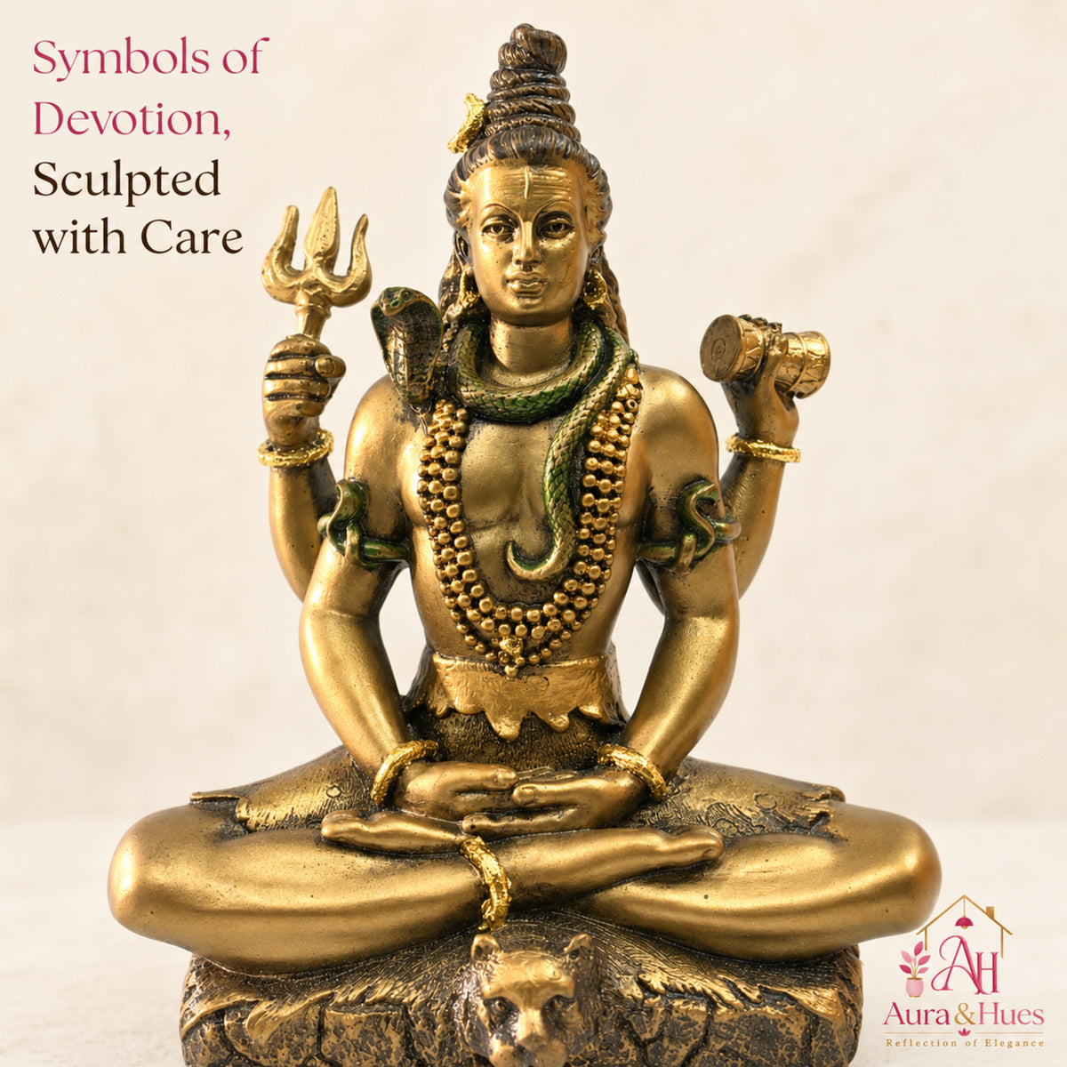 Sacred Meditating Lord Shiva Figurine - Metallic Bronze