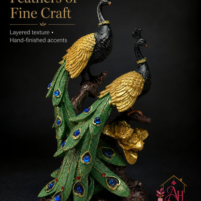 Abstract Upward Spiral Flame Figurine - Gold & Emerald Green