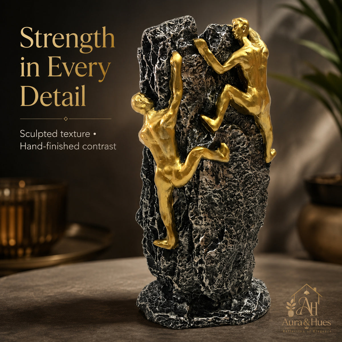 Abstract Modernist Family Figurine - Gold, Silver & Black (A)