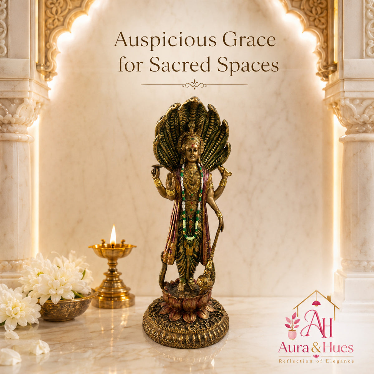 Grand Temple-Style Standing Lord Shiva Statue, Bronze, Gold & Maroon