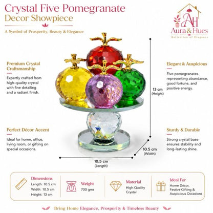 Multicolor Crystal Apples with Crystal pedestal Decorative Showpiece