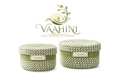 Vaahini Cotton Rope Combo Pack Storage Baskets with Lid - Pista Green - Variants
