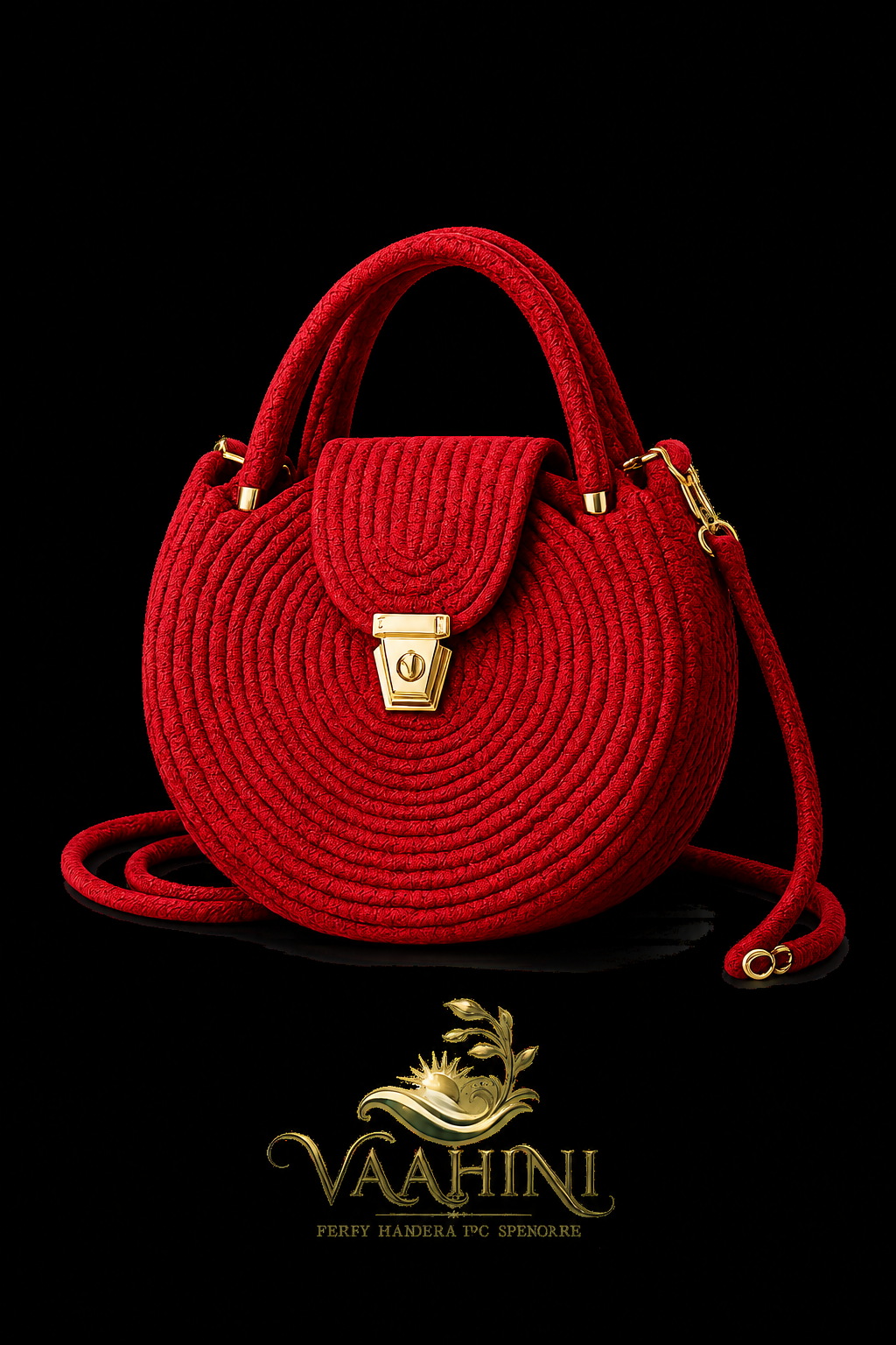 Vaahini Cotton Rope Round Sling Bag - Red - Gift Packaging