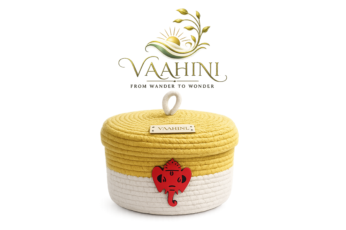 Vaahini Ganpati Cotton Rope Basket - Gifting & Storage Use