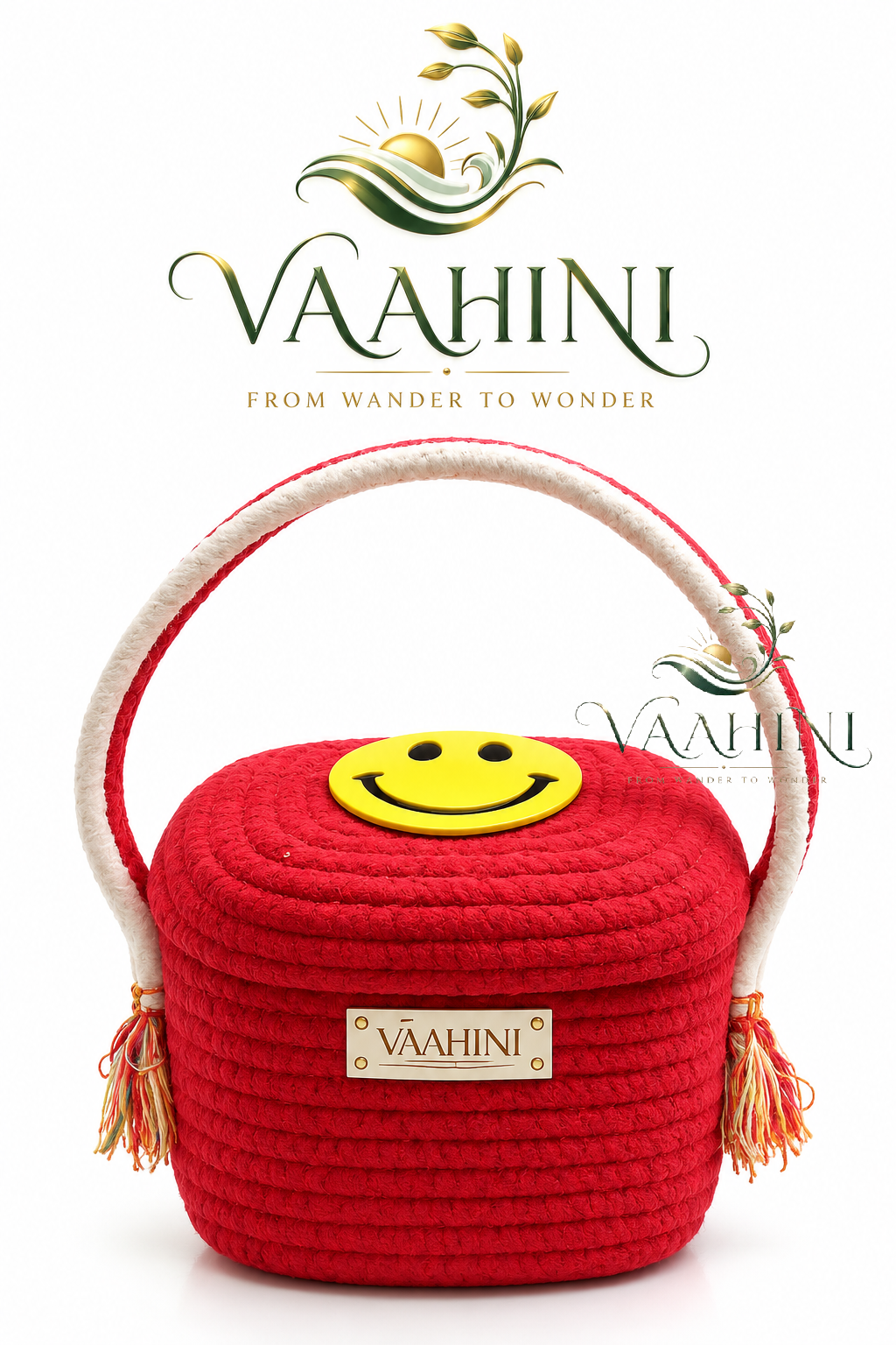 Vaahini Cotton Rope Smiley Gift Basket - Front View