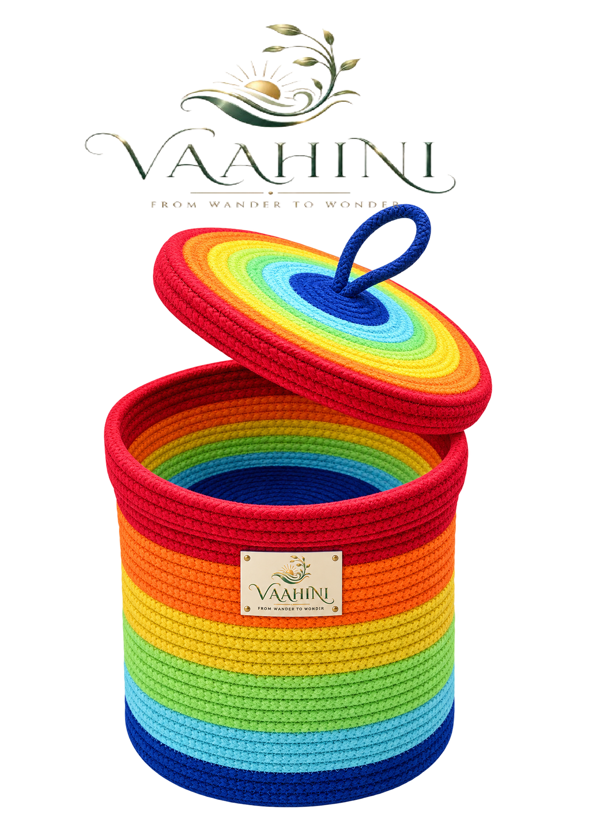 Vaahini multicolor cotton rope storage basket - multiple views
