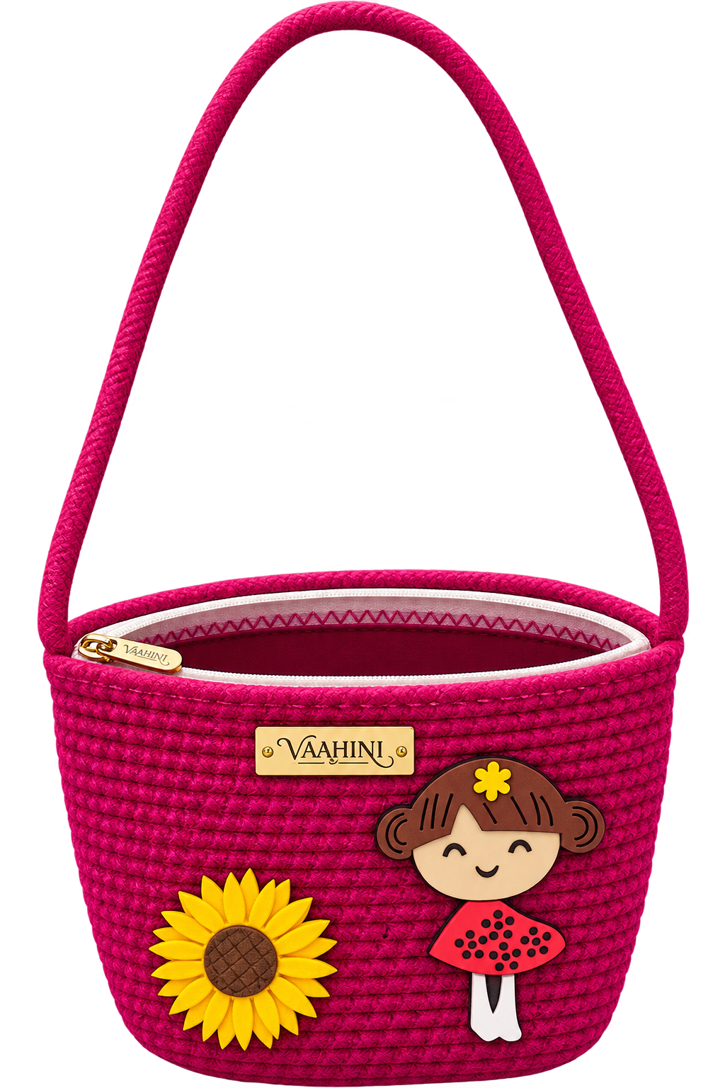 Vaahini Cotton Rope Doll Sling Bag Magenta - Front View