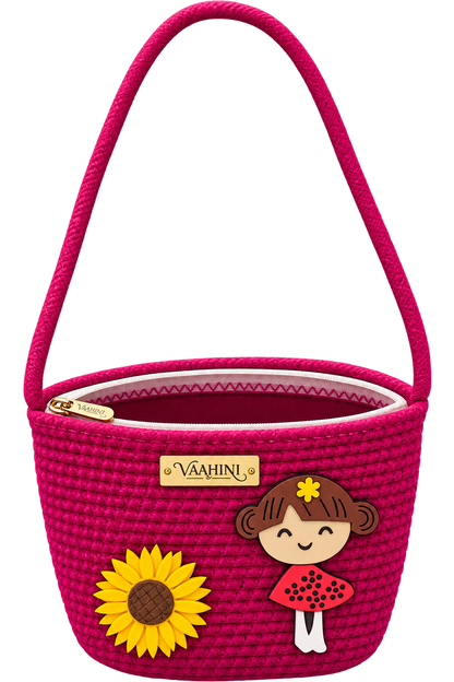 Vaahini Cotton Rope Doll Sling Bag Magenta - Front View