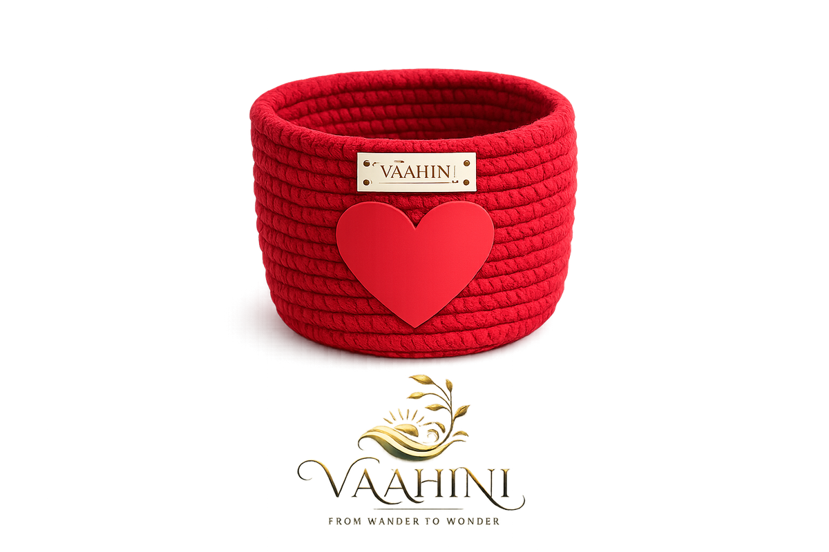 Vaahini Cotton Rope Gift Basket with Heart - Product Info