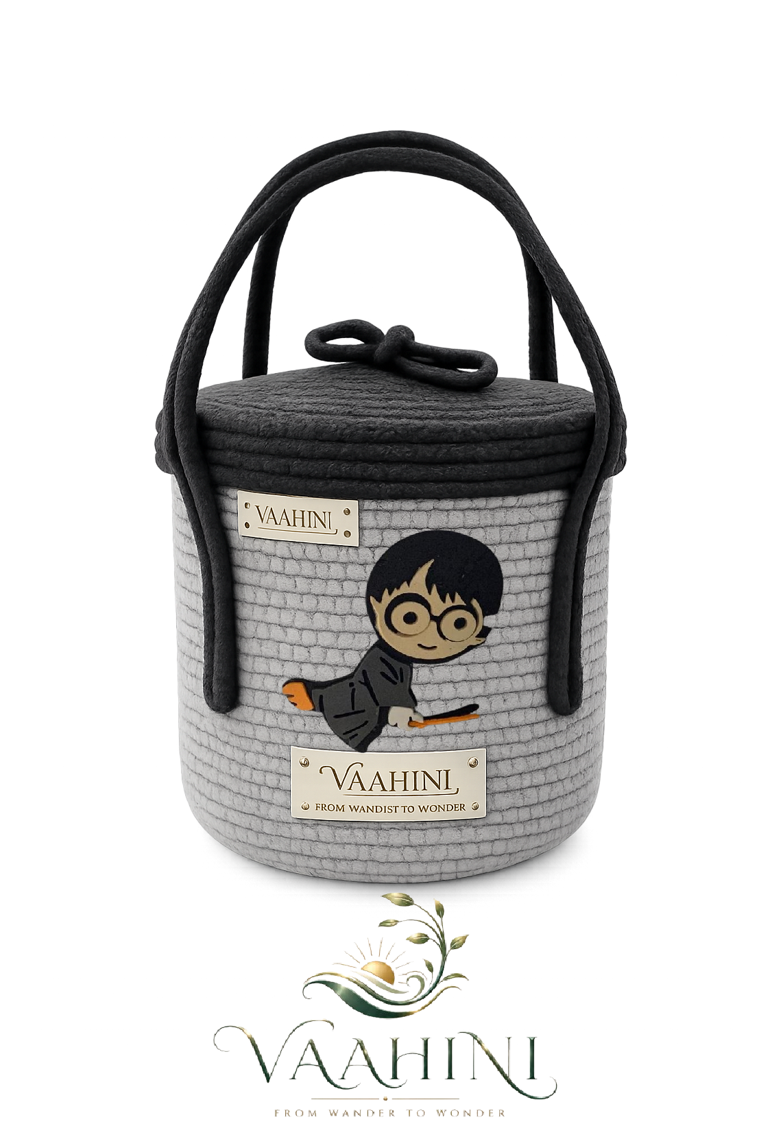 Vaahini Cotton Rope Kids Basket - Boy theme front view