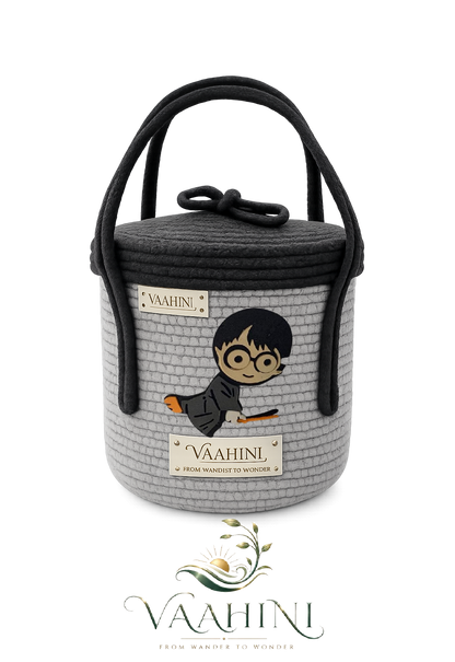 Vaahini Cotton Rope Kids Basket - Boy theme front view