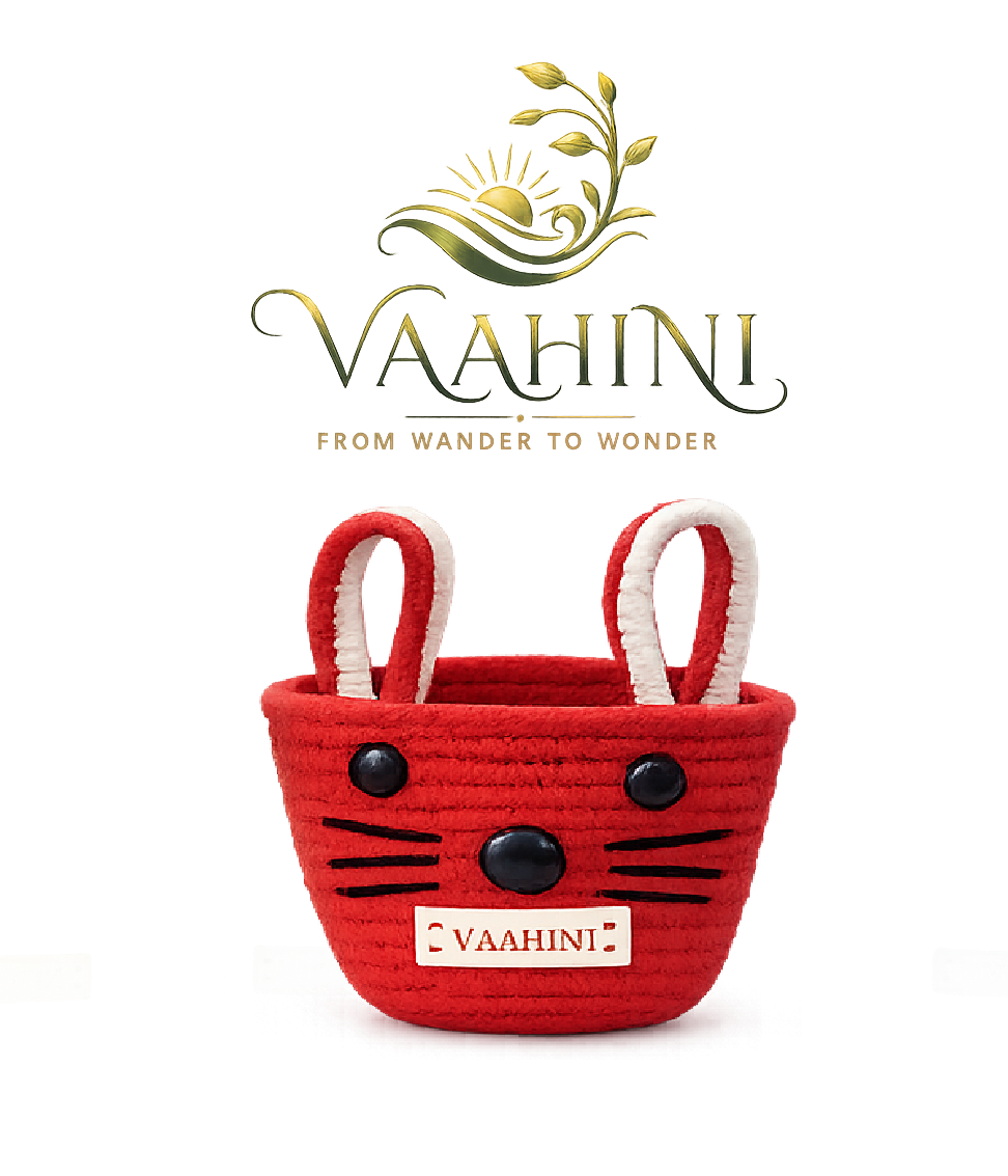 Vaahini Cotton Rope Cat Baskets in 4 colours - Yellow, Green, Red, Blue