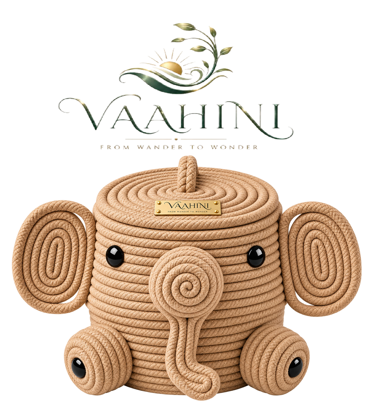Elephant rope basket - multi-angle views