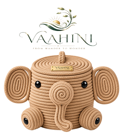 Elephant rope basket - multi-angle views