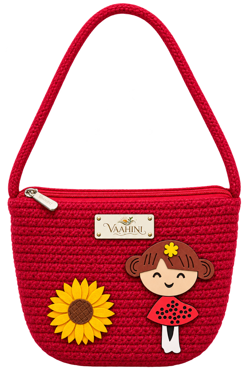 Vaahini Cotton Rope Doll Sling Bag Red - Front View