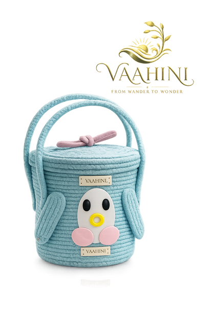 Vaahini Cotton Rope Penguin Aqua Basket - Lifestyle