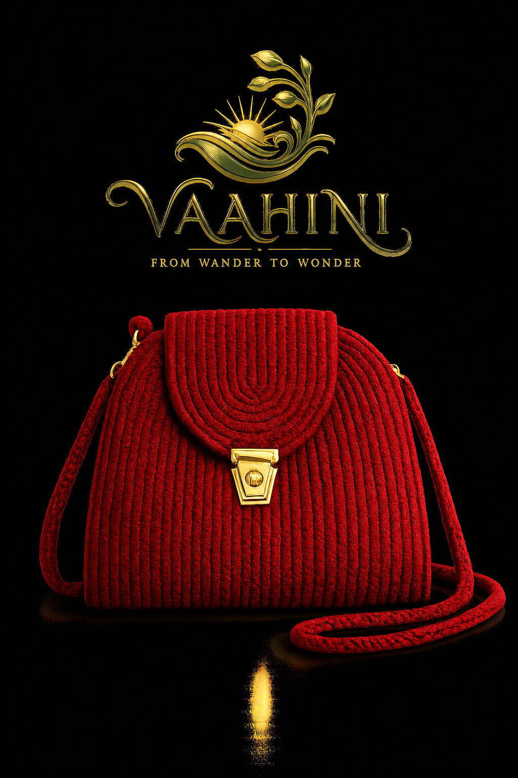 Vaahini Red Cotton Rope Sling Bag - Gift Box