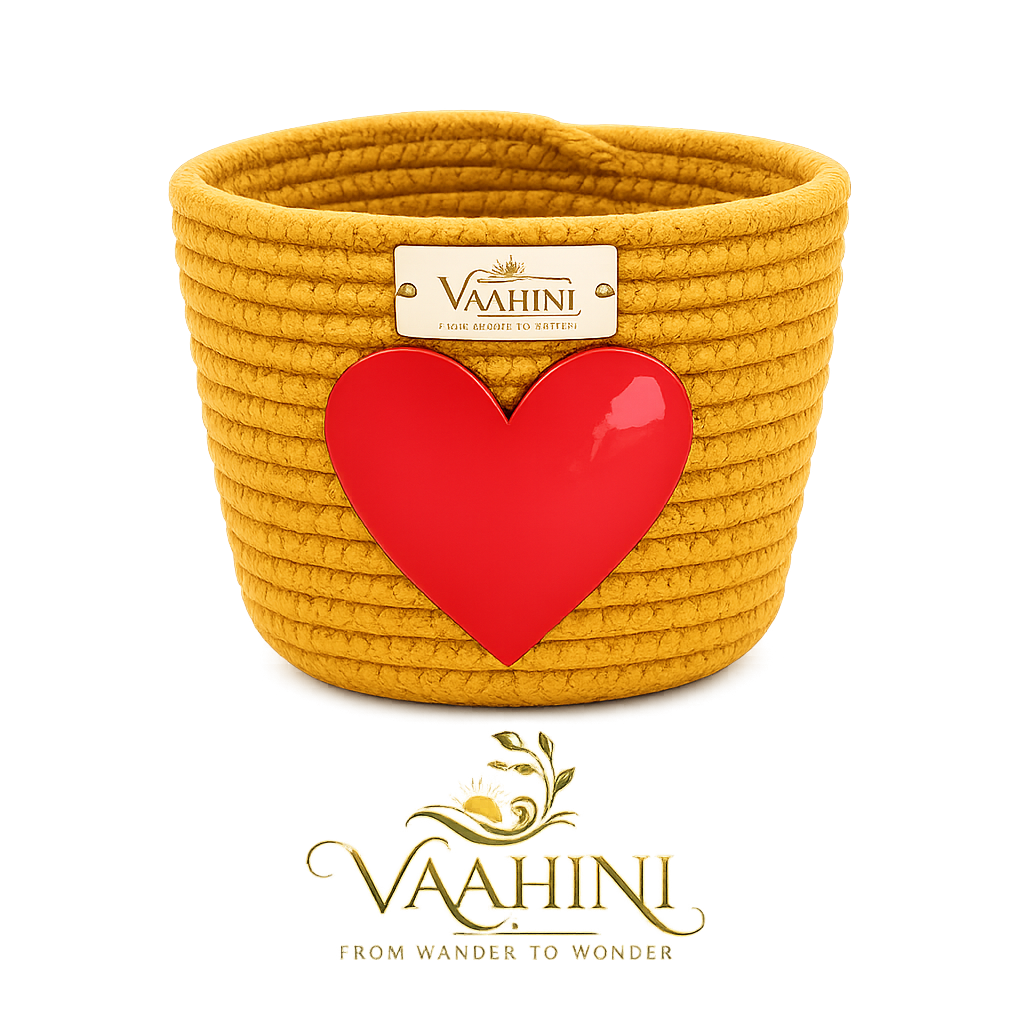 Vaahini Cotton Rope Gift Basket with Heart - Product Info
