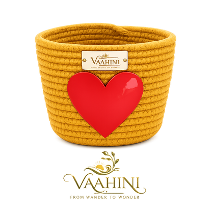 Vaahini Cotton Rope Gift Basket with Heart - Product Info