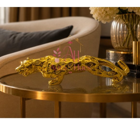 Royal Beast Golden Jaguar Decorative Showpiece