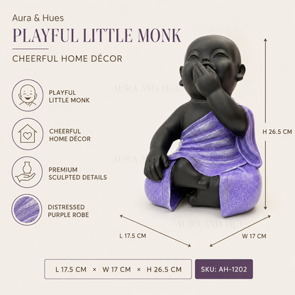 One Hand On Mouth Home Decor Doll - Purple & Black