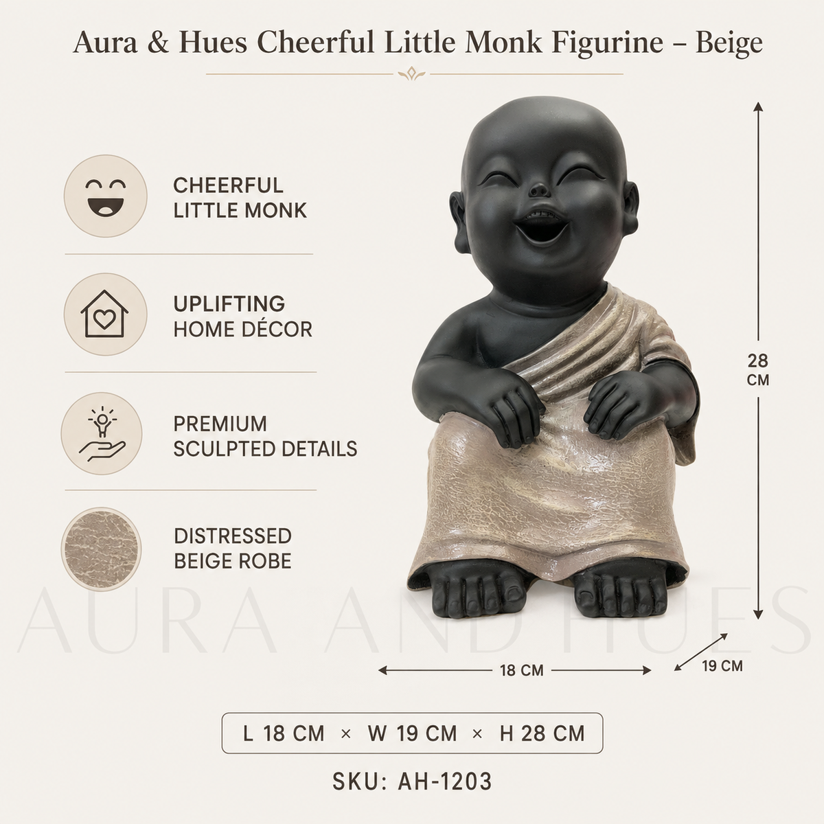 Thinking Pose Home Decor Doll - Beige & Black