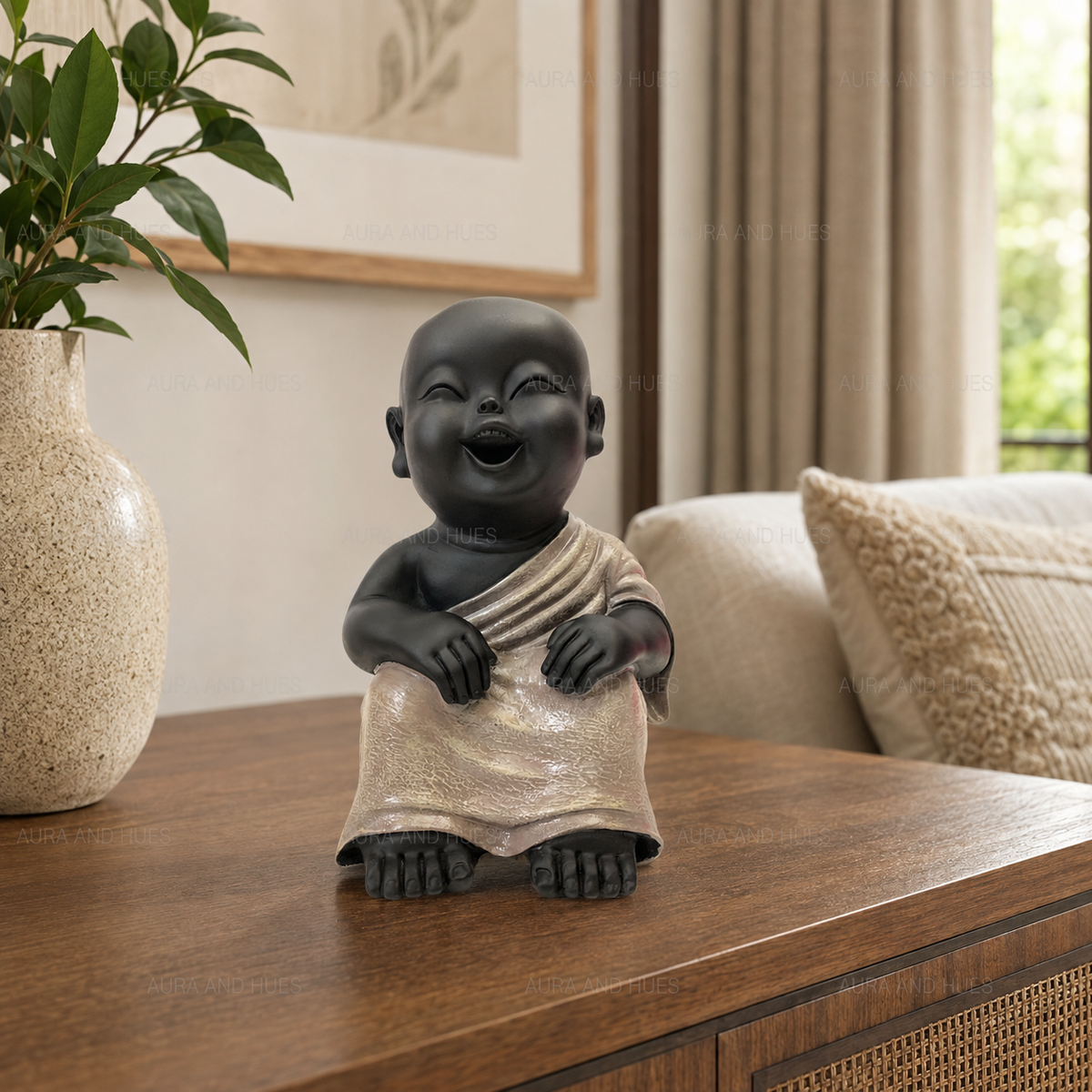 Thinking Pose Home Decor Doll - Beige & Black