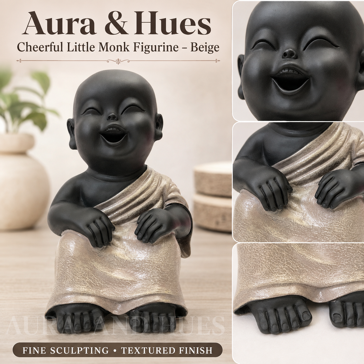 Thinking Pose Home Decor Doll - Beige & Black