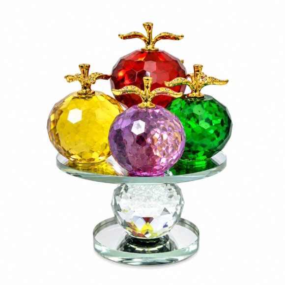 Multicolor Crystal Apples with Crystal pedestal Decorative Showpiece