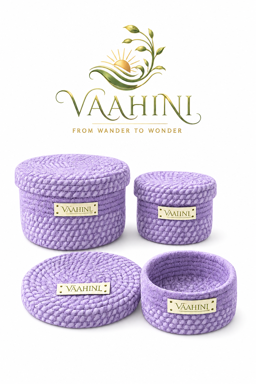 Vaahini Cotton Rope Basket Combo - Black Background