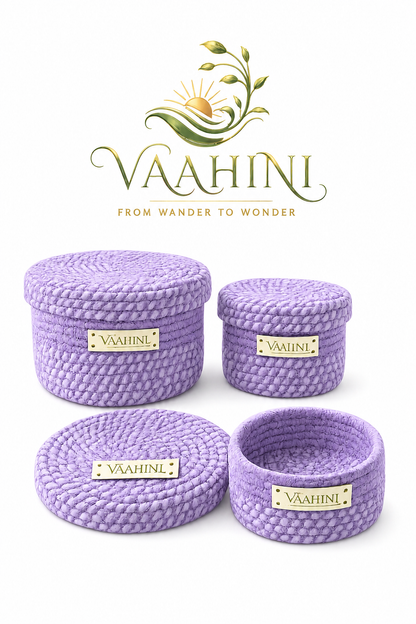 Vaahini Cotton Rope Basket Combo - Black Background