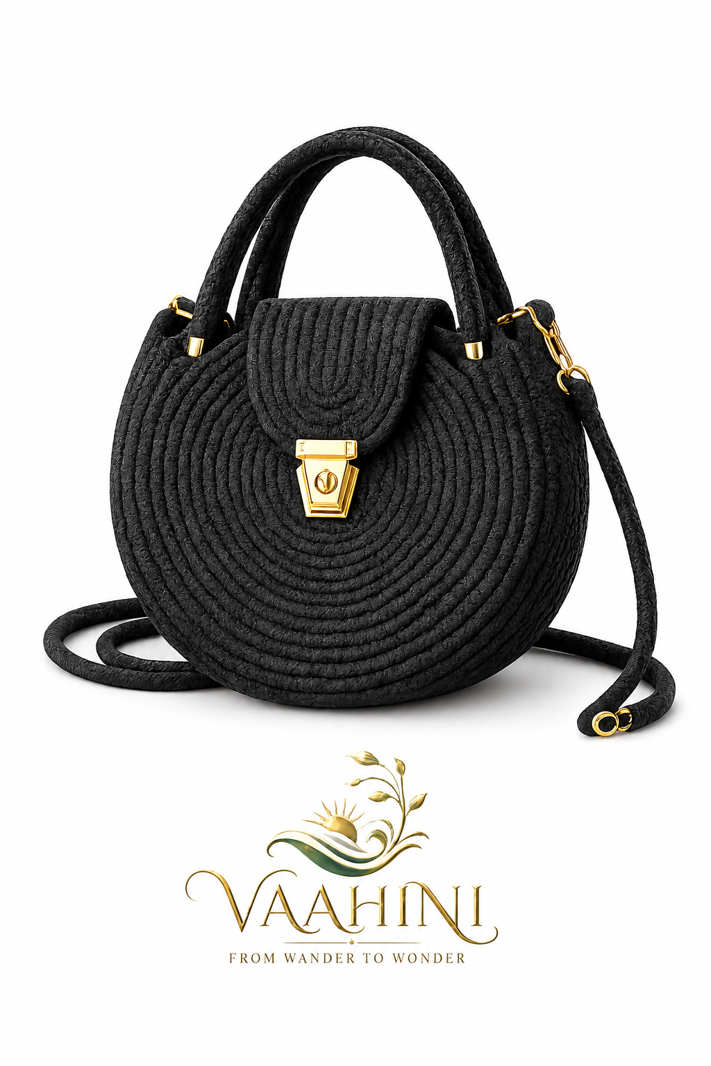 Vaahini Cotton Rope Round Sling Bag - Multiple angles