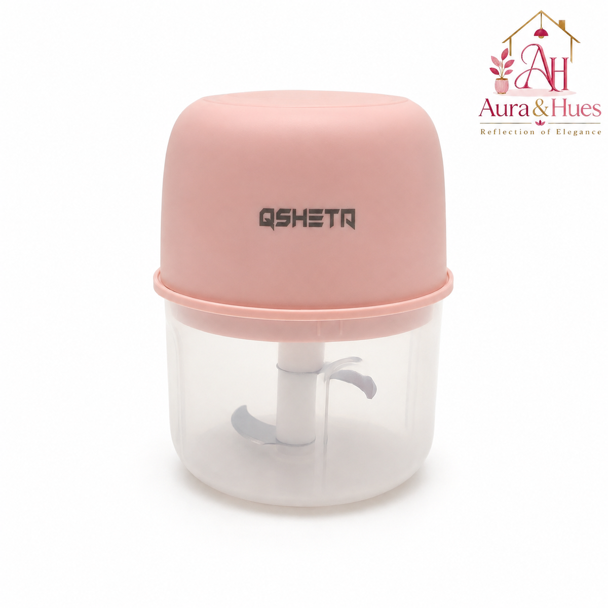 Aura & Hues BlushChop Mini Compact Electric Food Chopper and Garlic Mixer Portable Wireless Kitchen Processor for Quick Meal Prep