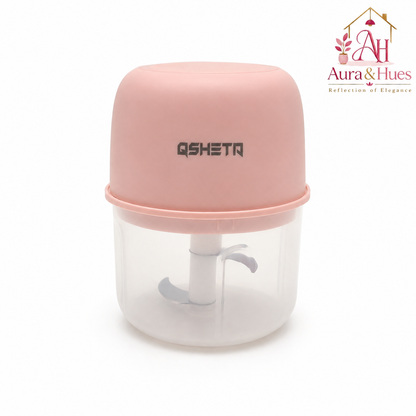 Aura & Hues BlushChop Mini Compact Electric Food Chopper and Garlic Mixer Portable Wireless Kitchen Processor for Quick Meal Prep