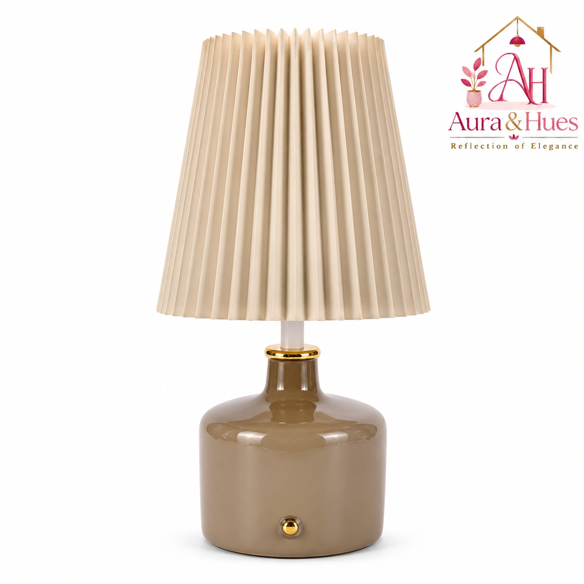 Aura & Hues Lumora Pleat Table Lamp Elegant Sculptural Ceramic Accent Lighting with Cream Pleated Shade for Bedside and Living Decor