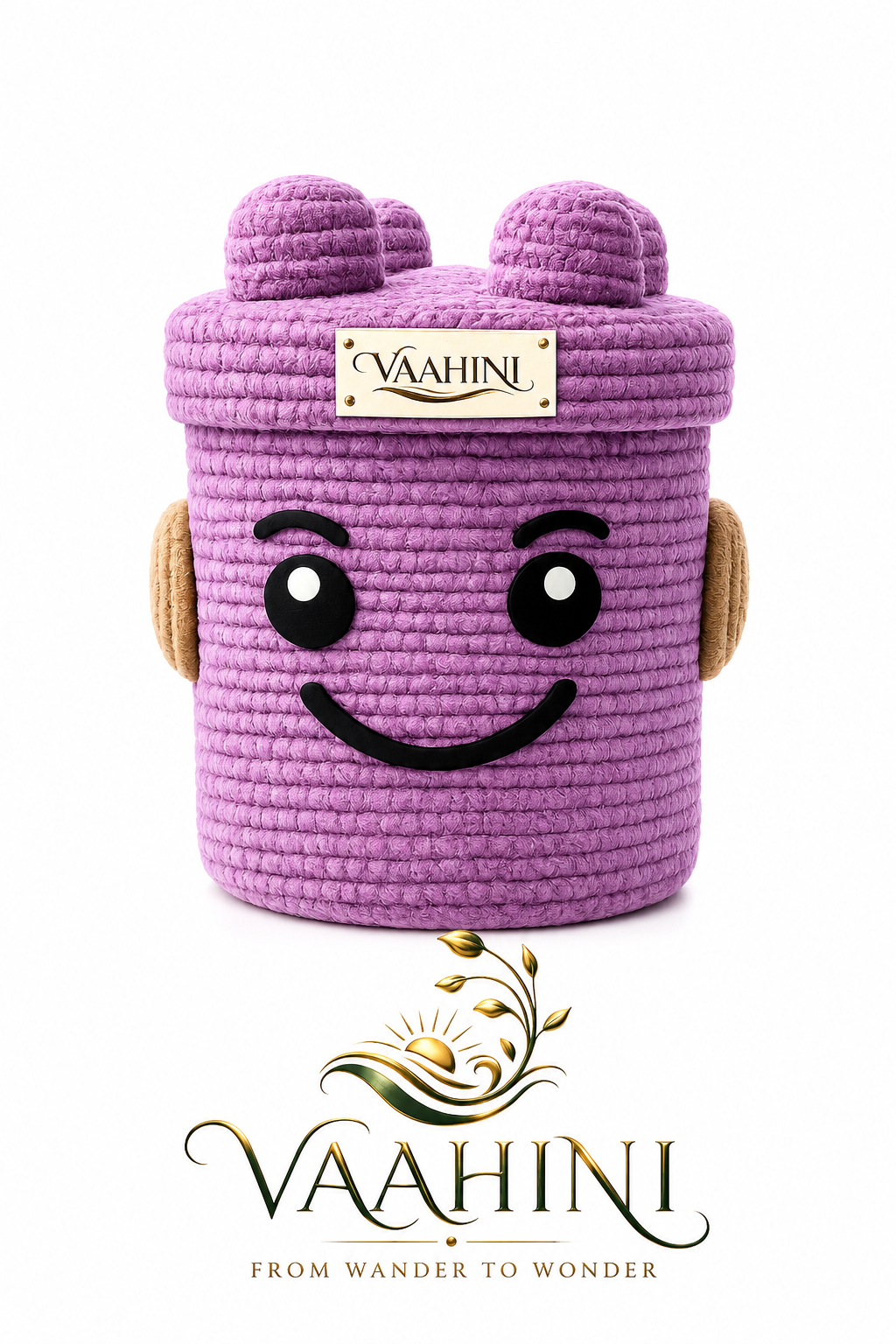 Vaahini Cotton Rope Smiley Basket - dimensions and features infographic