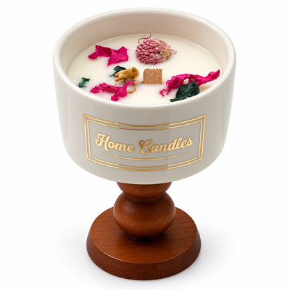 Candle with Wooden Pedestal Stand