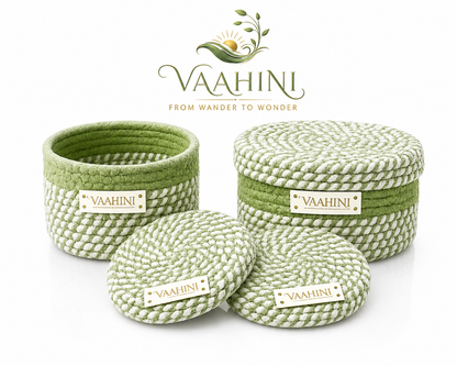 Vaahini Cotton Rope Combo Pack Storage Baskets - Perfect for Gifting and Home Storage