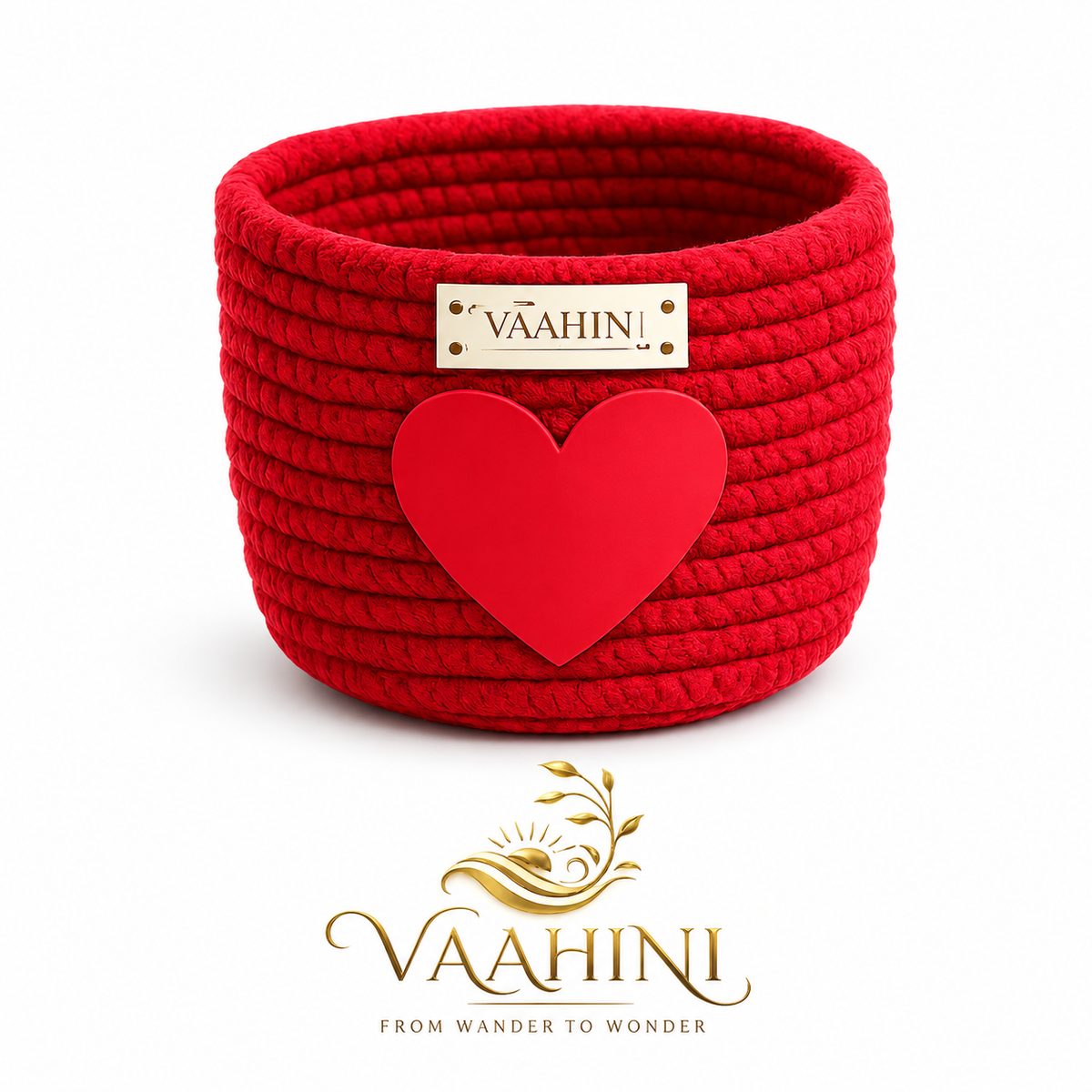 Vaahini Cotton Rope Gift Basket with Heart - Multiple Views