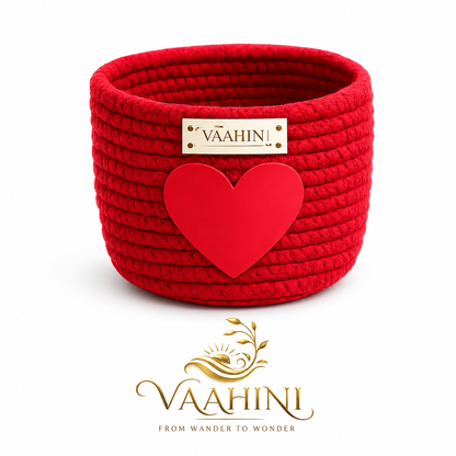 Vaahini Cotton Rope Gift Basket with Heart - Multiple Views