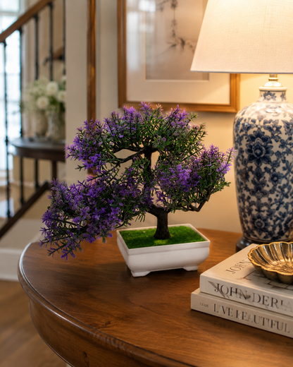 Artificial Purple Bonsai Plant for Home & Office Décor | Premium Decorative Tabletop Plant