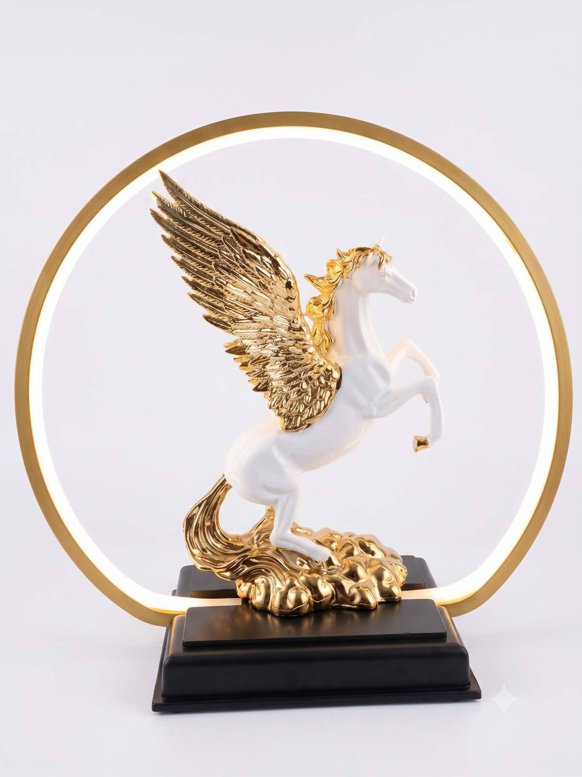 Aura & Hues 14-Inch Feng Shui Galloping Horse Figurine in Gold Frame - Victory & Success Decor