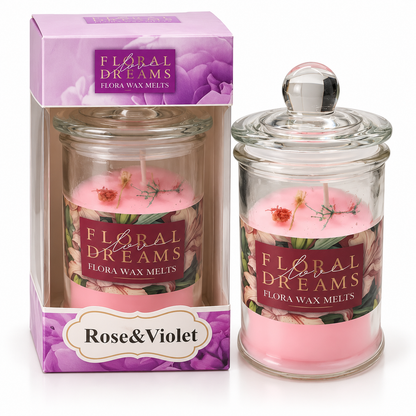 Candles Rose & Violet in Jar 2 pcs set